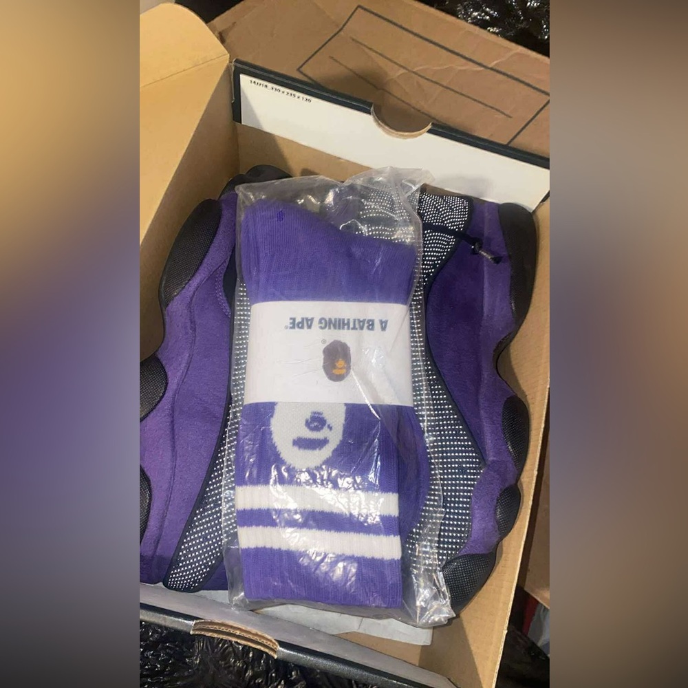 Jordan 13 Court Purple Size 10 With Box And Free Bape Socks - Picture 7 of 7
